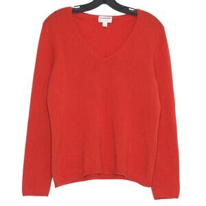 Charter Club Cashmere V Neck Sweater Orange L Quiet Luxury Old Money Cozy Preppy